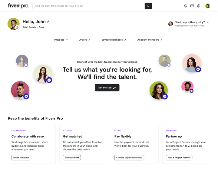 screenshot of Fiverr Pro